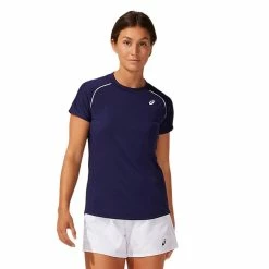 Asics Women's Short Sleeve Piping Tee - Peacoat -Court Legends Store 4 70399