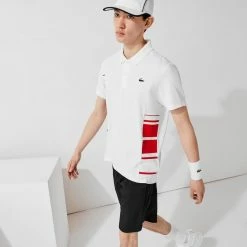 Lacoste Men's Sport Colourblock Pique Polo - White/Black -Court Legends Store 4 76375