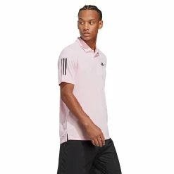 Adidas Men's Club 3 Stripe Polo - Clear Pink 8 Adidas Men's Club 3 Stripe Polo - Clear Pink -Court Legends Store 4 82338