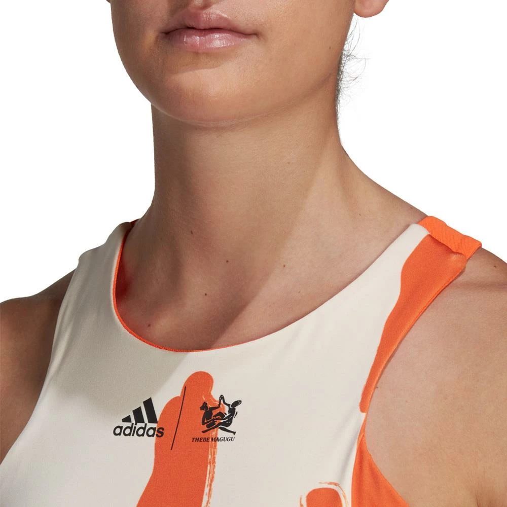 Adidas Women's Thebe Magugu New York Y-Back Tank - Impact Orange/Ercu Tint 5 Adidas Women's Thebe Magugu New York Y-Back Tank - Impact Orange/Ercu Tint - Image 5
