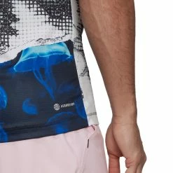 Adidas Men's US Printed FreeLift Tee - White/Multi -Court Legends Store 6 81337