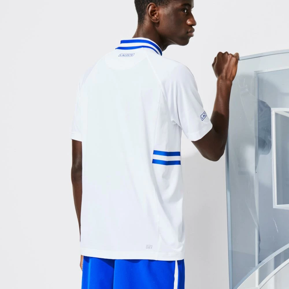 Lacoste Men's Novak Djokovic Ultra Dry Polo - White/Blue 3 Lacoste Men's Novak Djokovic Ultra Dry Polo - White/Blue - Image 3