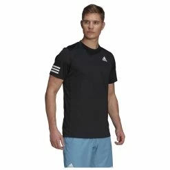 Adidas Men's Club 3 Stripes Tee - Black -Court Legends Store f71693