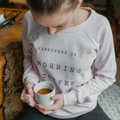 Happiness Is... Women's Morning Coffee Sweatshirt - Ballet Pink 6 Happiness Is... Women's Morning Coffee Sweatshirt - Ballet Pink -Court Legends Store f72630