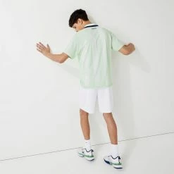 Lacoste Men's Sport Seamless Jacquard Polo - Green/White -Court Legends Store f76457