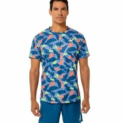 Asics Men's Match Graphic Short Sleeve - Multi/Light Indigo -Court Legends Store f77325