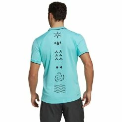 Adidas Men's Paris Freelift Polo - Pulse Aqua/Black 8 Adidas Men's Paris Freelift Polo - Pulse Aqua/Black -Court Legends Store f77371