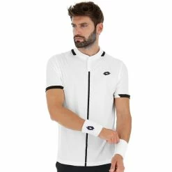 Lotto Men's Top IV Polo - Bright White/All Black -Court Legends Store f77705