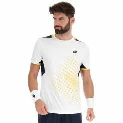 Lotto Men's Top IV Tee - Bright White/Navy Blue -Court Legends Store f77714