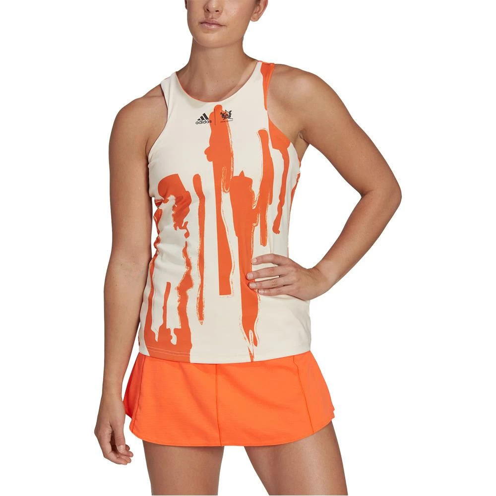 Adidas Women's Thebe Magugu New York Y-Back Tank - Impact Orange/Ercu Tint 2 Adidas Women's Thebe Magugu New York Y-Back Tank - Impact Orange/Ercu Tint - Image 2
