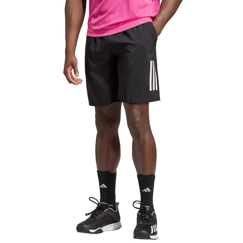 Adidas Men's Club 3 Stripe 9" Shorts - Black 2 Adidas Men's Club 3 Stripe 9" Shorts - Black - Image 2