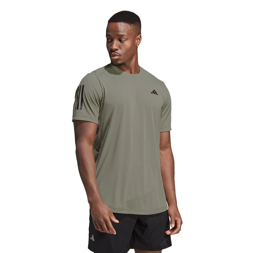 Adidas Men's Club 3 Stripe Tee - Silver Pebble Green 2 Adidas Men's Club 3 Stripe Tee - Silver Pebble Green - Image 2