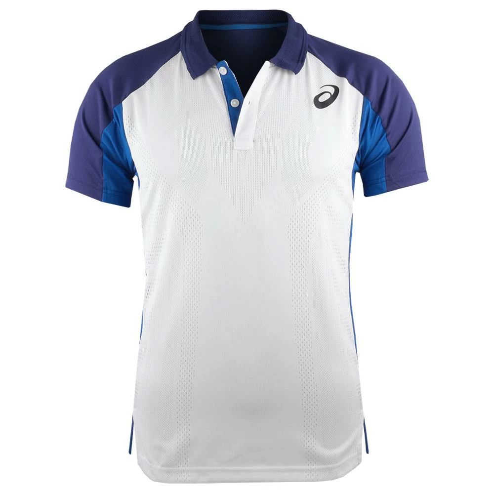 Asics Men's Match Actibreeze Polo - Brilliant White/Dive Blue 1 Asics Men's Match Actibreeze Polo - Brilliant White/Dive Blue