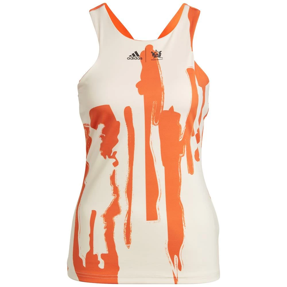 Adidas Women's Thebe Magugu New York Y-Back Tank - Impact Orange/Ercu Tint 1 Adidas Women's Thebe Magugu New York Y-Back Tank - Impact Orange/Ercu Tint